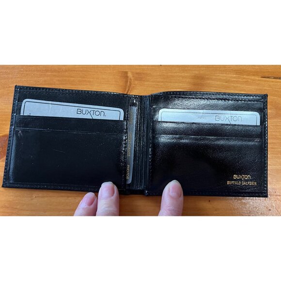 Buxton Credit Card Smooth Genuine Leather Billfold Wallet, Black - Picture 2 of 3